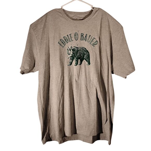 Eddie Bauer tshirt mens 2XL XXL gray short sleeve bear fish graphic tee camp - Picture 1 of 7